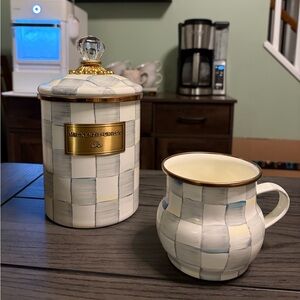 MacKenzie-Childs Grey Checkered Canister and Mug